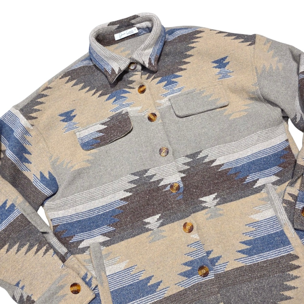 Hazel & Olive Jess Crum Aztec Southwestern Print Button Up Shirt Jacket Shacket